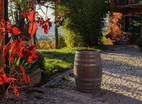 225L Weinfass als Stehtisch - natur unbehandelt Oberfläche: Natur, Farbe: Dunkel