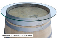 Glasplatte D50cm, D60cm, D70cm, D80cm oder D90cm für Weinfass - Tischplatte