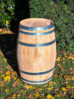 100 oder 150 Liter - Holzfass natur - geschlossen als kleiner Stehtisch - neu gefertigt aus Kastanie