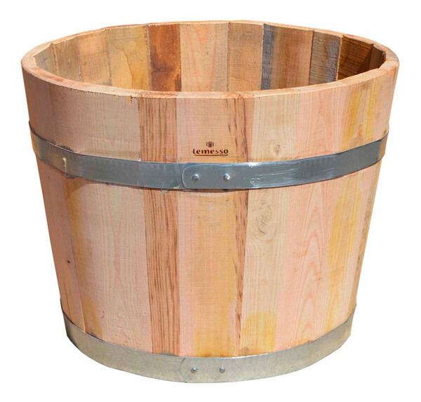 Nuova botte di legno in castagno per vaso da fiori - naturale con foro di scolo,40cm,senza ruote,con manici