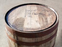 Botte di whisky in rovere con lastra di vetro, barile, usare come tavolo, decorazione - circa 90 cm