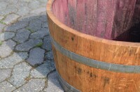 D 70cm - Weinfass halbiert: geölt, aus Eichenholz