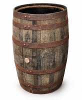 Botte di whisky da 190 litri, botte di rovere aperta utilizzata come cisterna per lacqua piovana